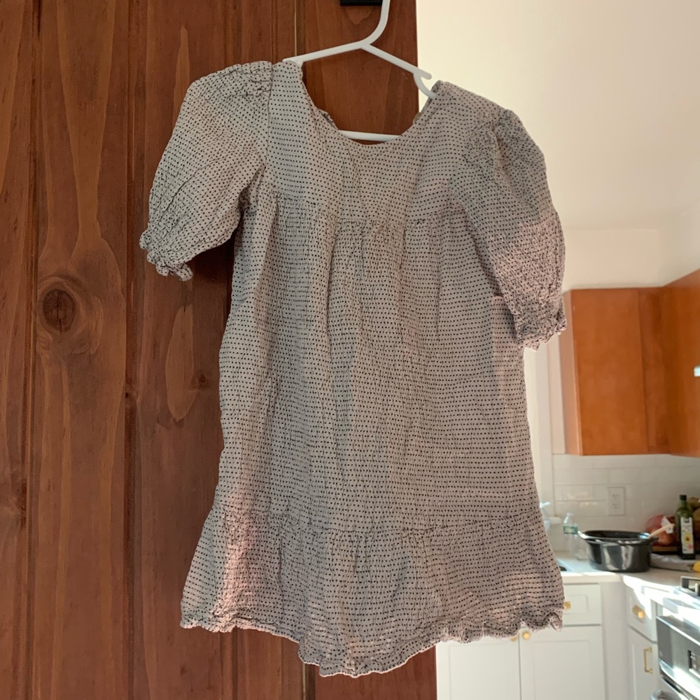 Zara white and black pin dot ruffle dress girls size 5